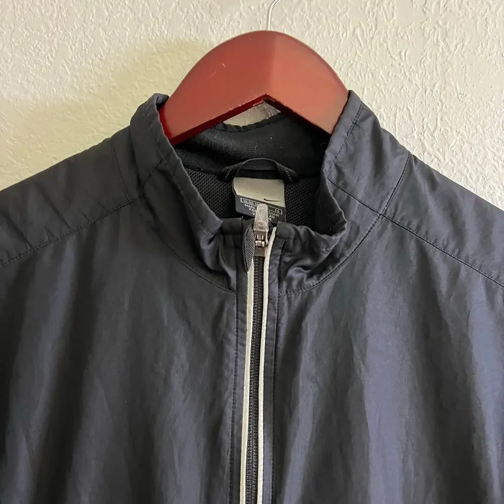 VINTAGE‎ Nike Jacket Mens XL (16-18) Black Windbreaker Running Swoosh Track